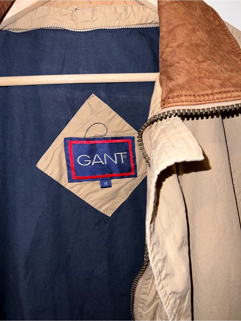 Gant Beige Field Jacket with Brown Leather Collar - Picture 7 of 10